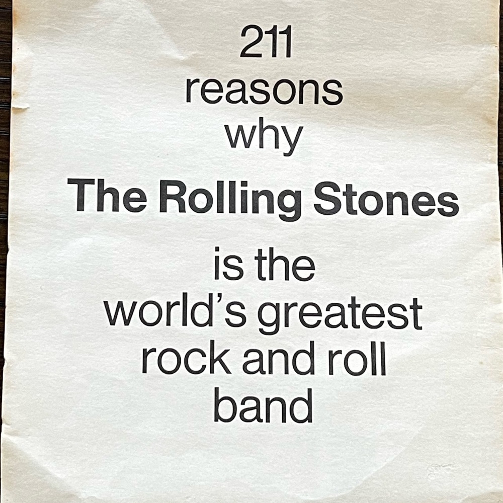 Vintage Rolling Stones paper insert
